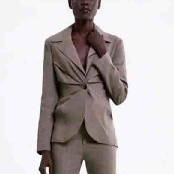 ZARA Linen Blend Blazer Size Medium - Picture 1 of 8